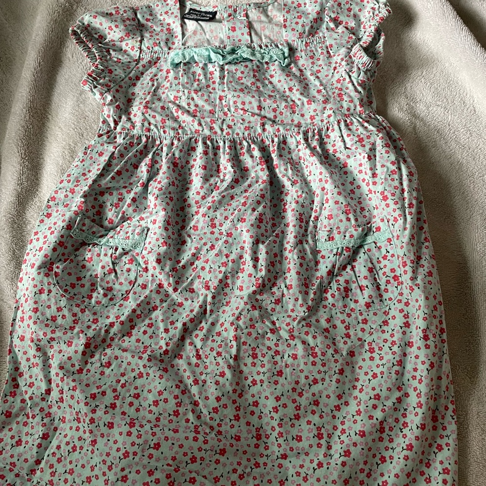 Faded Glory Floral Kids Dress - Mint and Pink